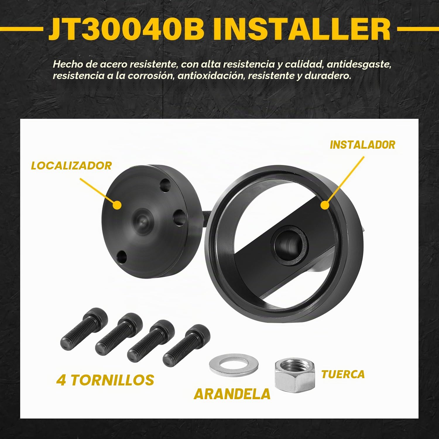 JT30040B Instalador de Retén Principal Trasero de Cigüeñal, Compatible con John Deere 4045 152 164 180 202 219 239 329 359 414 Herramienta de Instalación de Motor, Reemplazo para JT30040, KCD10002A