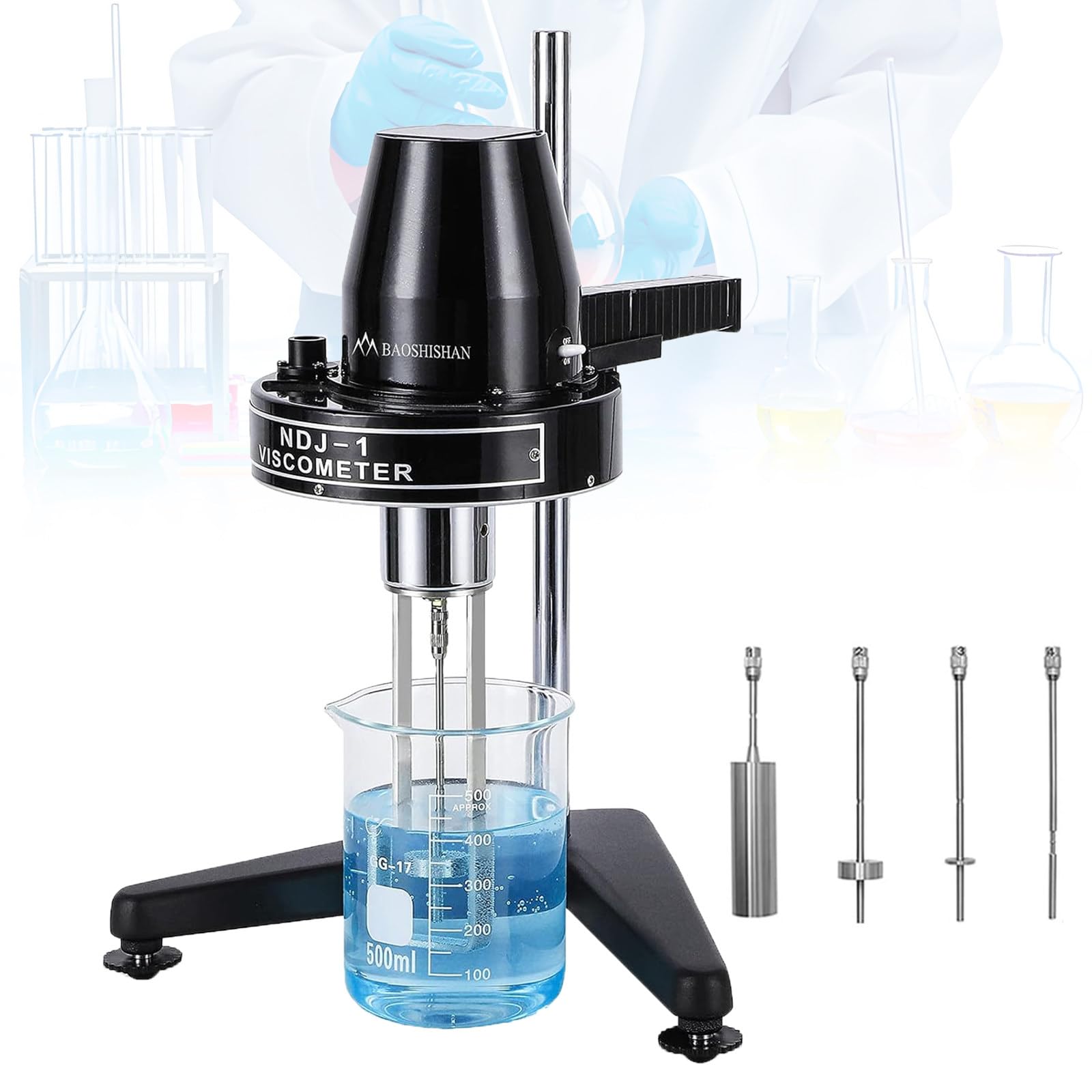 Viscosímetro Rotativo con 4 Rotores, Equipo Portátil de Laboratorio para Medir Viscosidad (Rango 10-100.000 Mpa·S), Modelo Digital Ndj-1