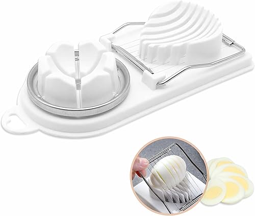 Herramienta cortadora de huevos para hervidos duros. Cortador de huevos multiusos de acero inoxidable resistente, fresas y frutas blandas. Cortador