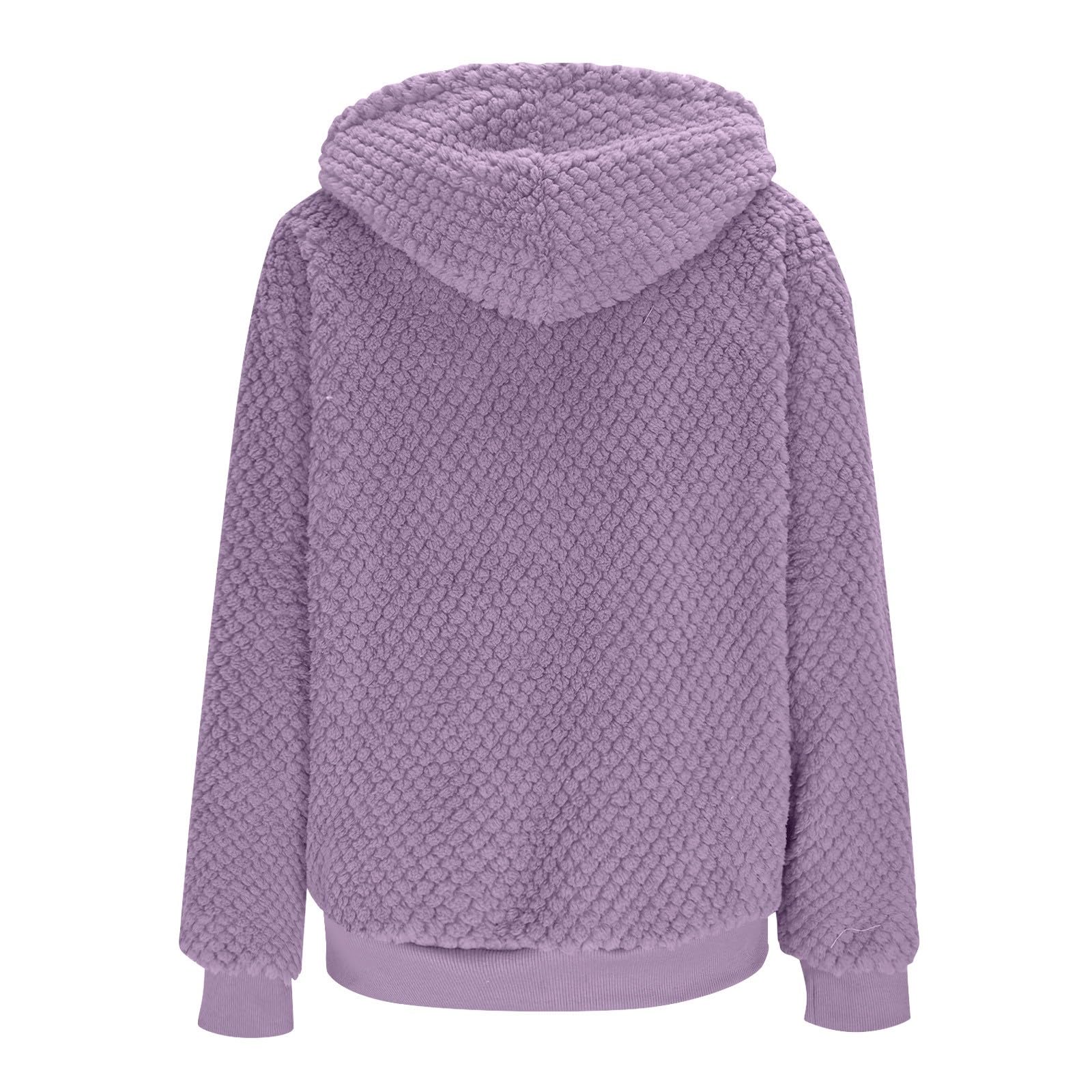 Chaqueta Mujer Invierno Abrigos De Cazadora Forro Polar，Chaqueta polar femenina con capucha forro interior cremallera frontal y bolsillos laterales ideal para exteriores uso diario y diseño informal
