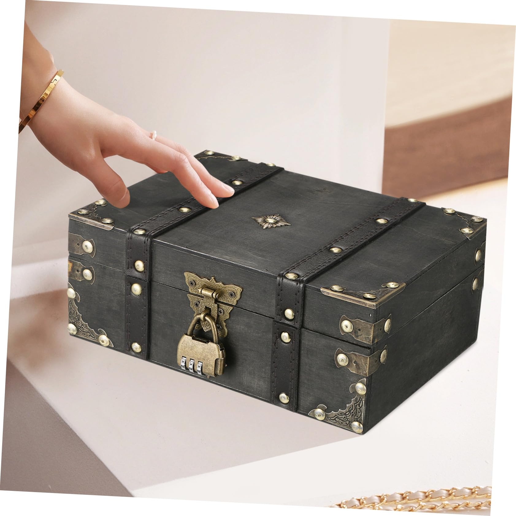 BESTYASH Schmuckschatulle Mit Schloss Vintage-aufbewahrungsbox Für Damen Dekorative Schmuckdose Mit Zahlenschloss Kleine Vintage-schmuckkästchen Für Halsketten Ringe Und Armbänder