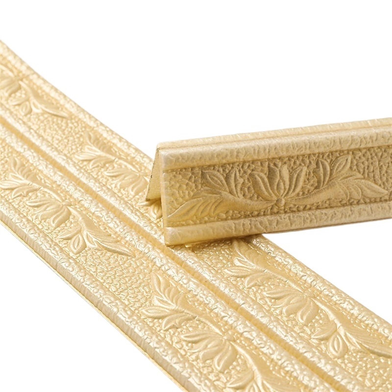 Yxinaer 04 Dado Rail Self Adhesive Foam Wall Edge Strip Sticker Self Adhesive Waterproof Baseboard Border Corner Waist Line Skirting Decor(04)
