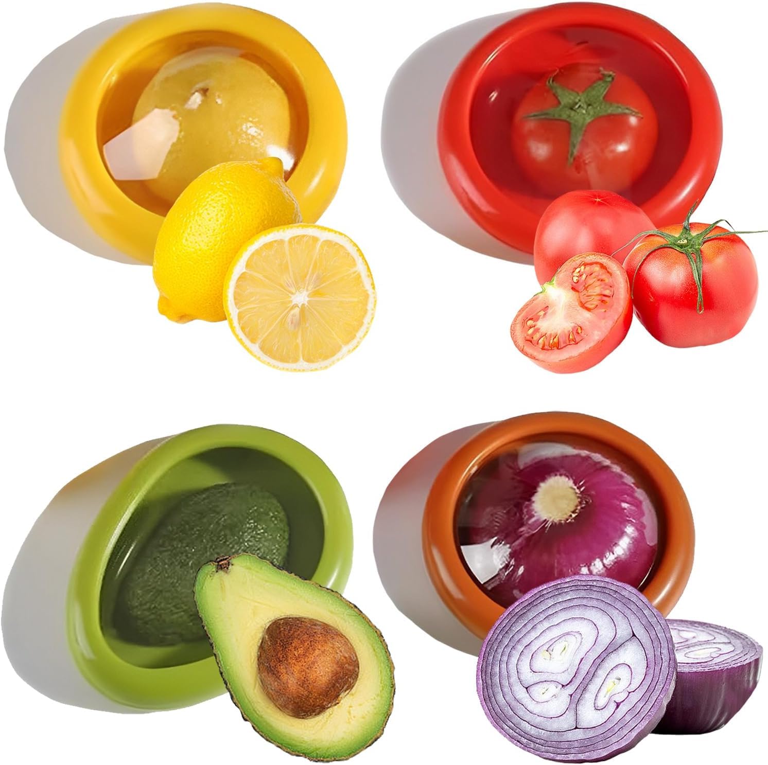 CENXI Silicone Fruit Storage Box, Food Containers, Fruit And Vegetable Anti-Oxidation Storage Box, Silicone Fruit and Vegetable Storage Containers Set for Fridge Keep Fresh(4 Pcs)