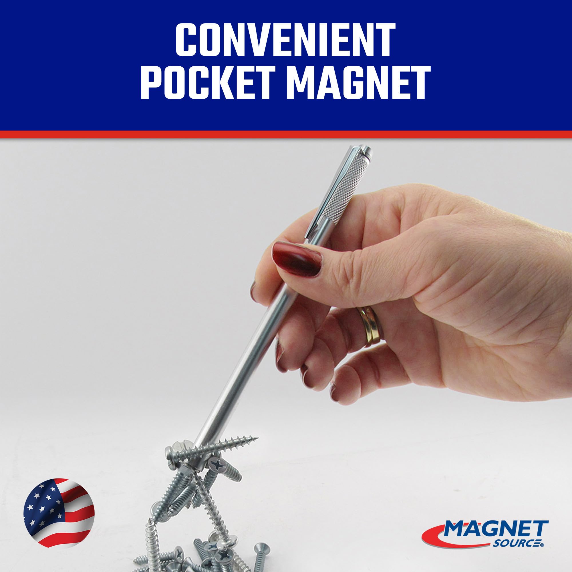Master Magnetics Neodym-Magnet-Aufnahmewerkzeug mit Taschenclip, 14,6 cm Länge, 0,9 kg Halt, 07264