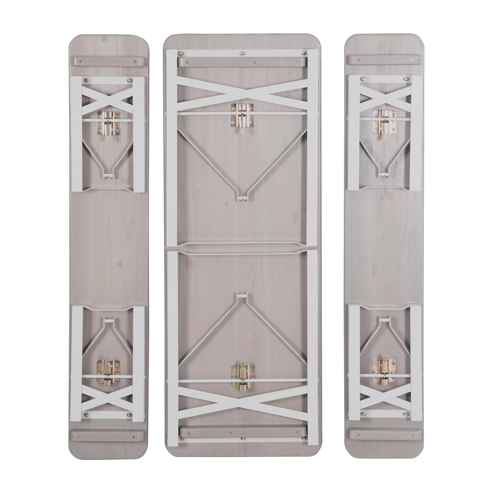 roba Table et 2 Bancs de Jardin pour Enfants dès 2 Ans - 4 Places - Bancs Pliants et Table Rectangulaire Pliante - Ensemble de Camping en Bois Massif Gris