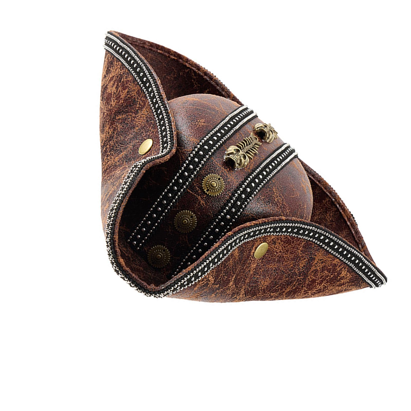 MICFENY PU Leather Pirate Costume Tricorn Hat for Halloween Pirate Costume For Fairs And Role Playing Event
