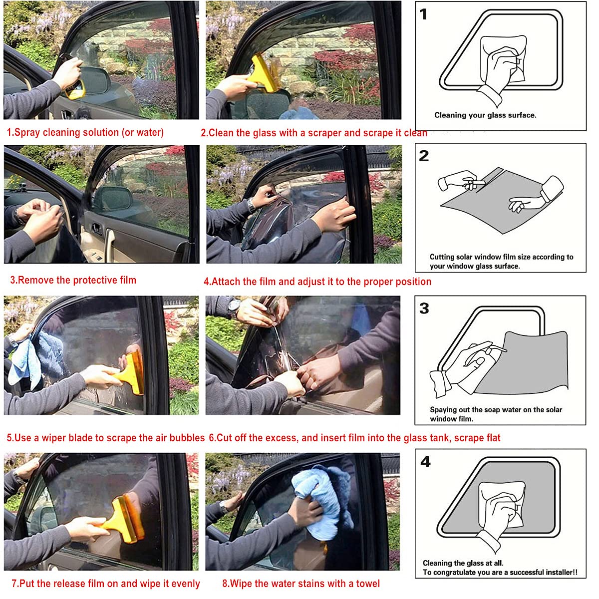 Baceyong Pellicola per finestre, 7 m x 76 cm, 15% trasmissione della luce, materiale PET, rotolo di pellicola oscurante per finestrini auto e camper