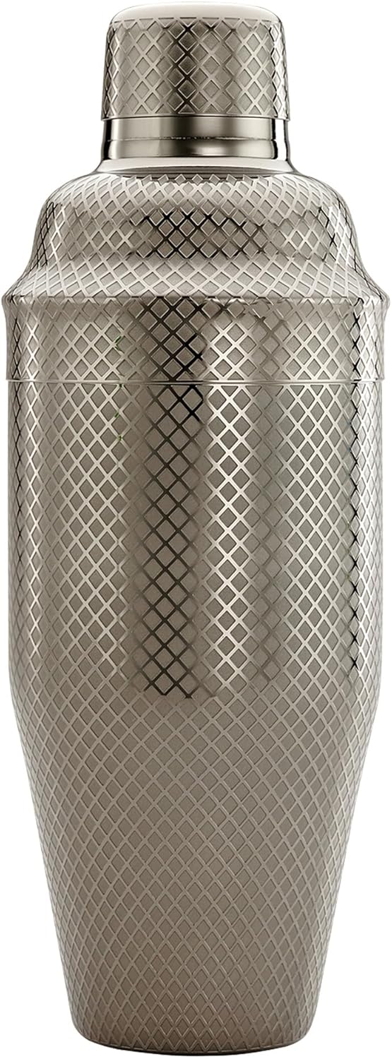 Barfly 3-Piece Diamond Lattice Etch Japanese Cocktail Shaker Set (24 Oz/700ml), Antique Copper