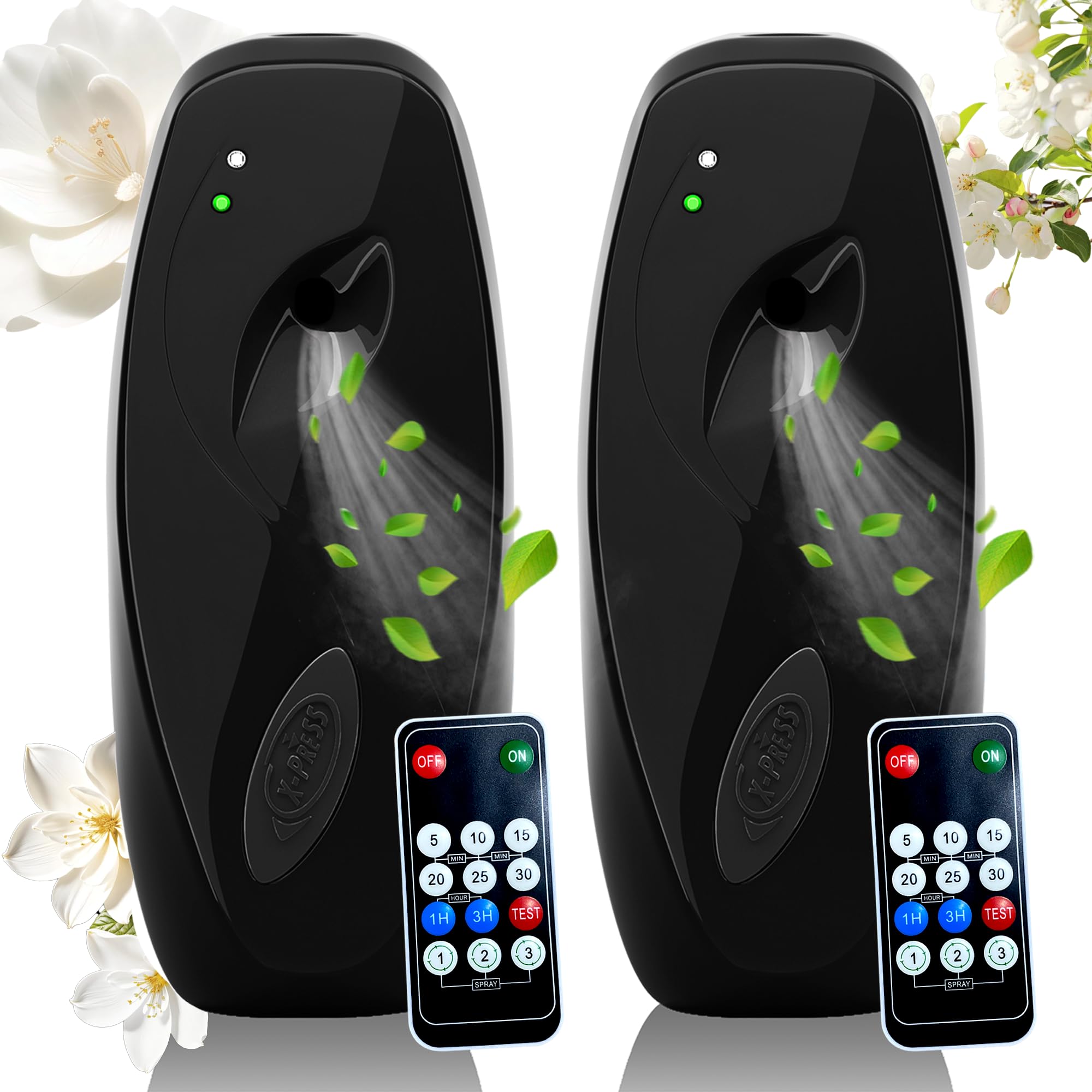 Photo 1 of (2-pack) Automatic Air Freshener Spray Dispenser, Wall Mounted or Freestanding Sprayer Holder, Multiple Time Settings, Commercial and Hotel, Bathroom, Office etc (Black, 1120M)