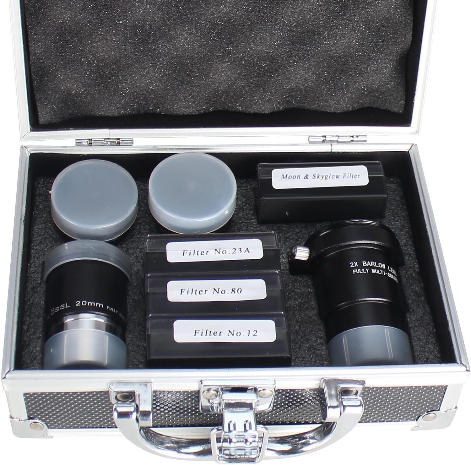Celticbird Juego de accesorios para telescopio astronómico: incluye 3 oculares Plossl, 4 juegos de filtros, una lente Barlow 2x (S8-1)