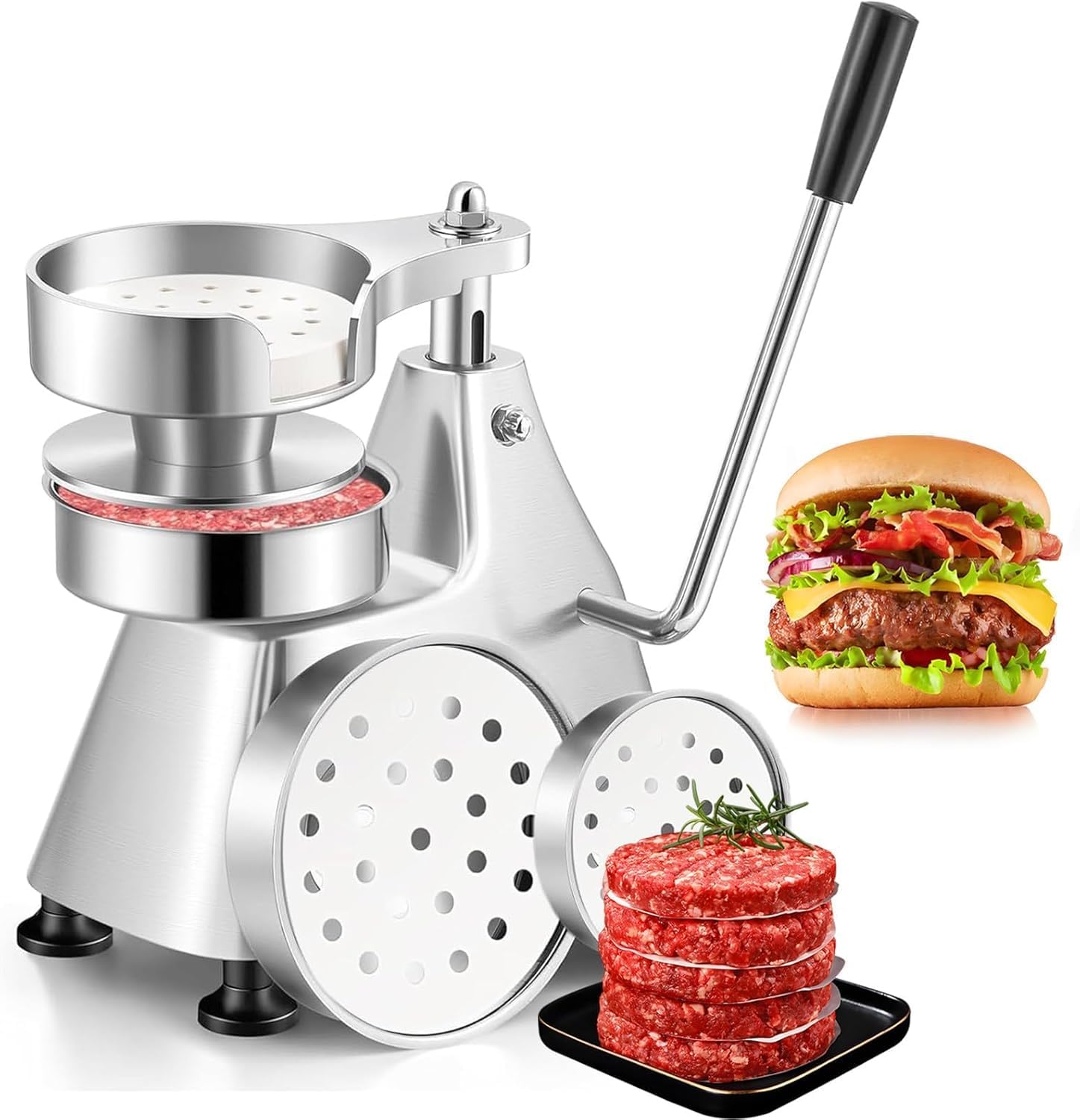 Macchina per la preparazione di hamburger, pressa per carne in acciaio inox resistente, con stampi intercambiabili, per ristoranti e lavorazione degli alimenti