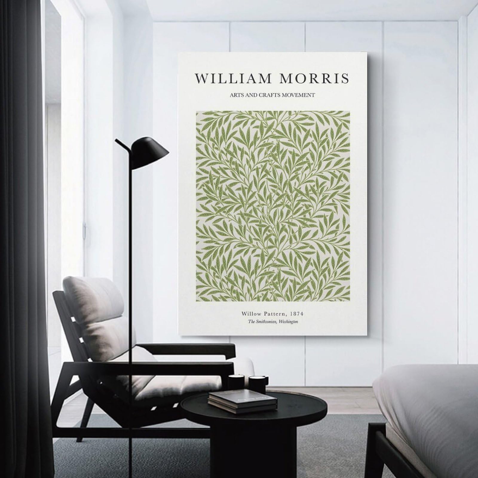 Junmoney Canvas Wall Picture William Morris Willow, 12x18inch(30x45cm), for Office, Study Or Home Workspace, Canvas Wall Decor for Creative Rooms