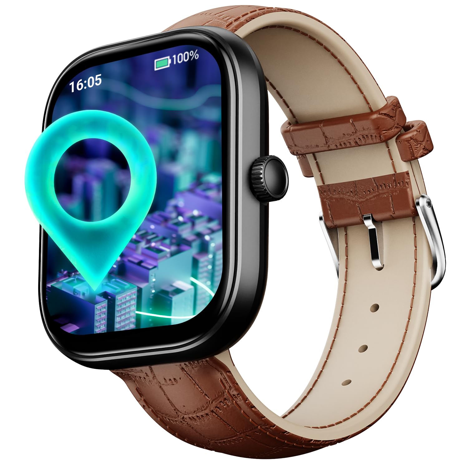 boAt Wave Sigma 3 con navigazione passo-passo, display HD da 2 pollici, chiamate BT, stemma + OS, vassoio QR, orologio da studio, monete, SOS di emergenza, smart watch per uomini e donne (pelle