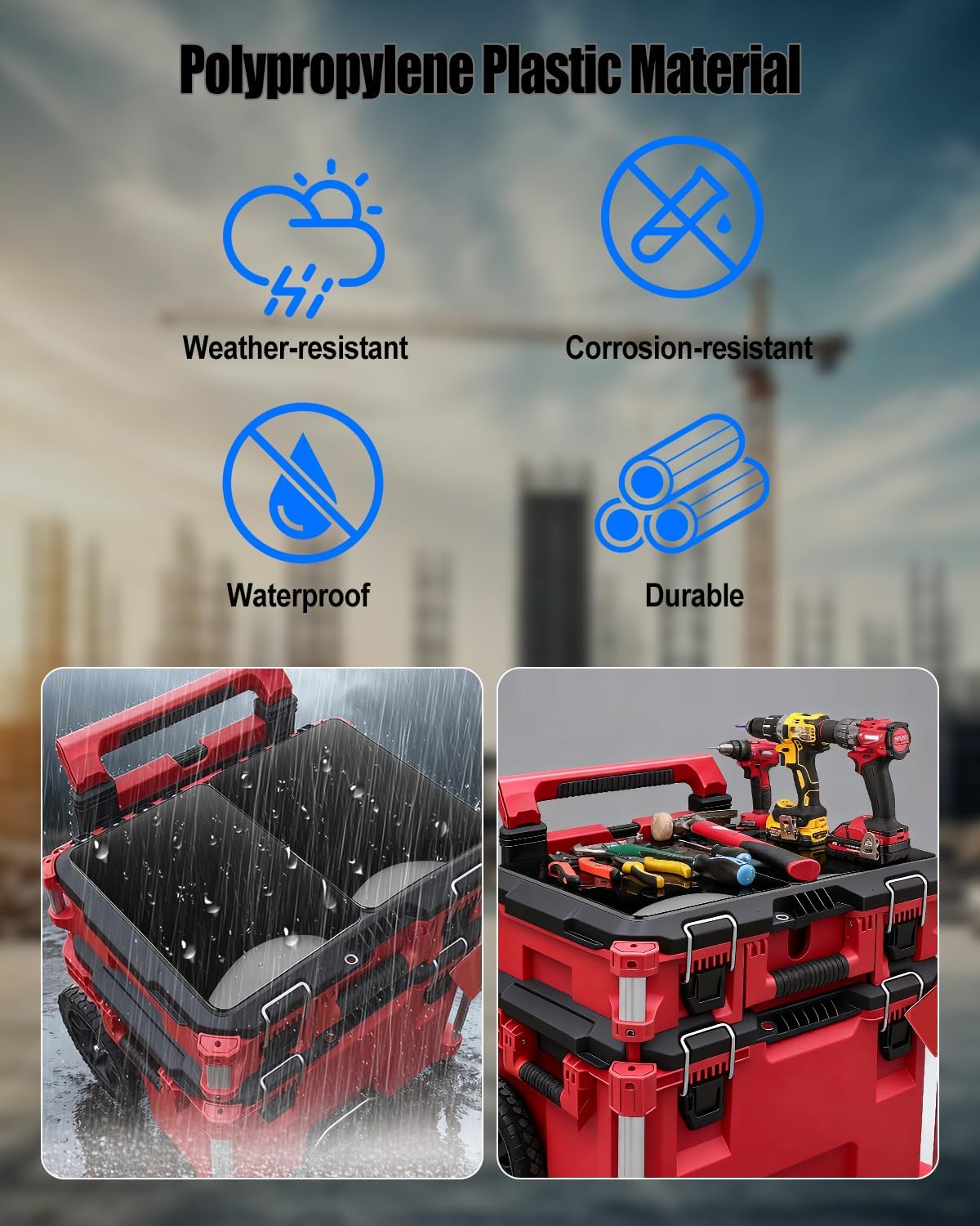 2 Pack Toolbox Tables Work Surface Table Compatible with Milwaukee Packout, PP Plastic Heavy Duty Work Surface with Mounting Feet