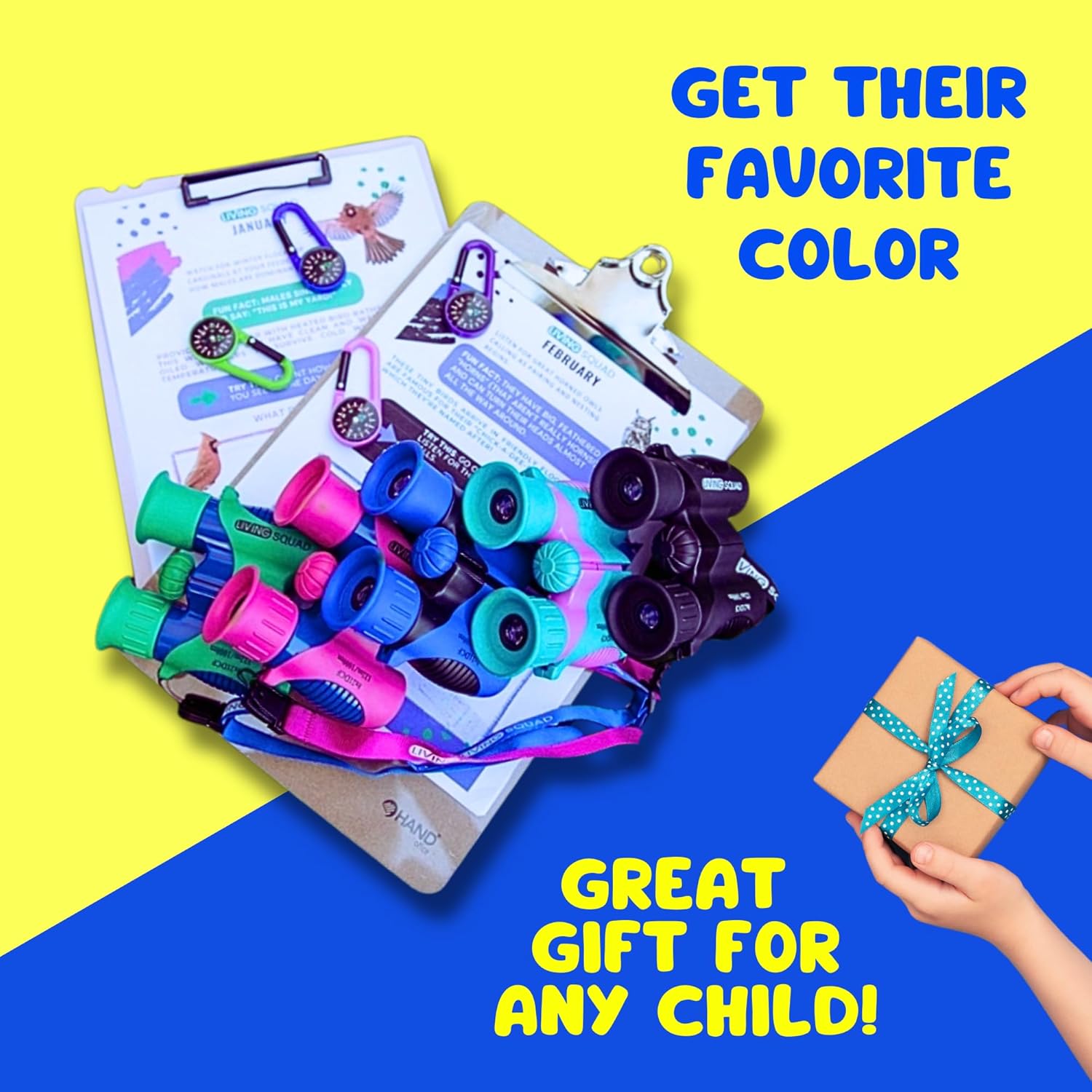 Kids Binoculars 8x21 Shockproof Ages 3–12 with Case, Neck Strap, Compass & Carabiner | High Resolution Optics for Birdwatching, Camping & Hiking - Image 6