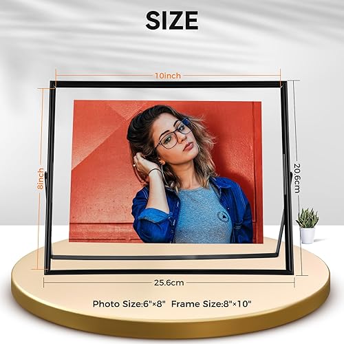 Miniatura 2 de Marco flotante negro, 8 x 10 pulgadas, horizontal, para fotos de 7 x 9, 6 x 8, 5 x 7, marco de fotos de estante de mesa, elegante para padre, madre