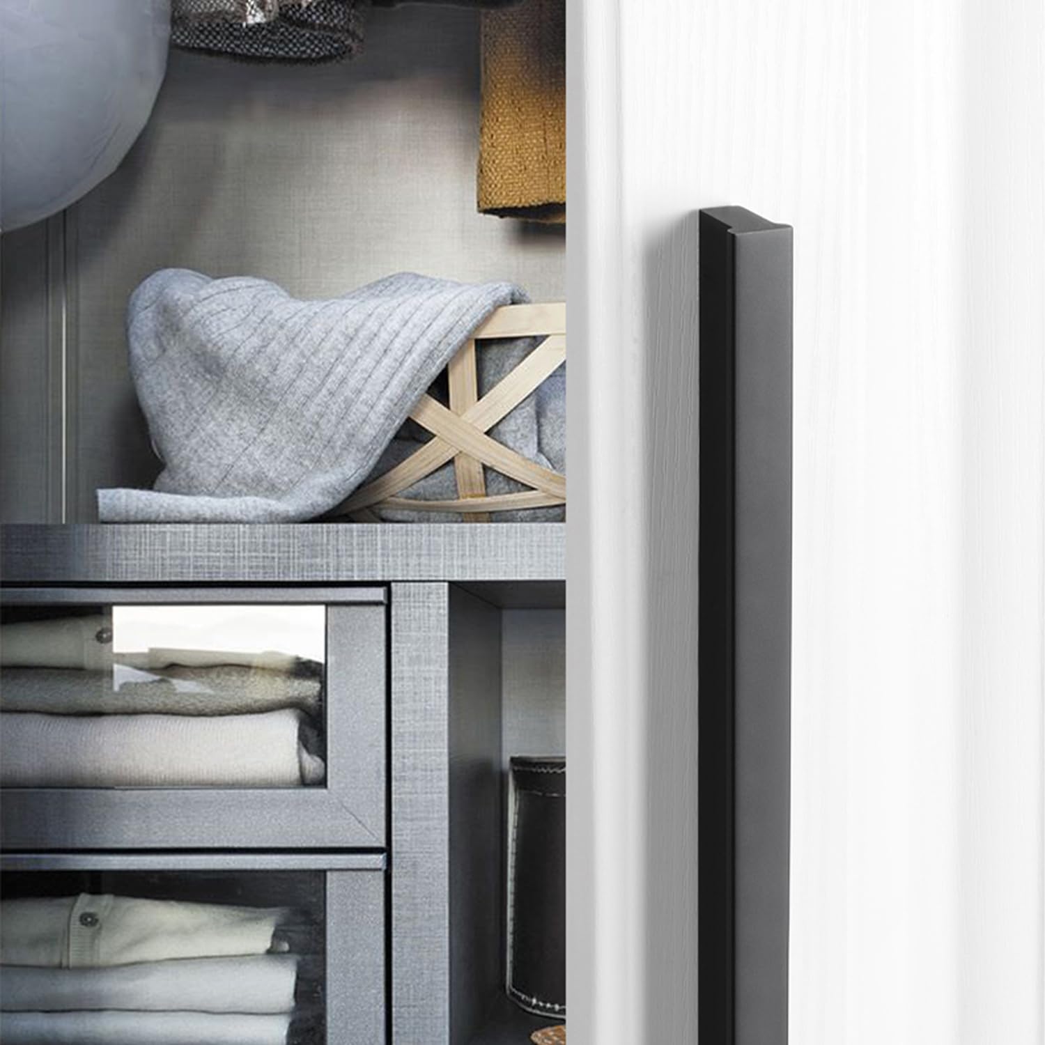 Griffe Möbel Schwarz Lang,2 Stück Schrankgriffe Modern Massive Aluminium | Eloxierte Oberfläche T-Zuggriffe Länge:148 - 1000 mm Schubladen Griffe 960mm/37.8in