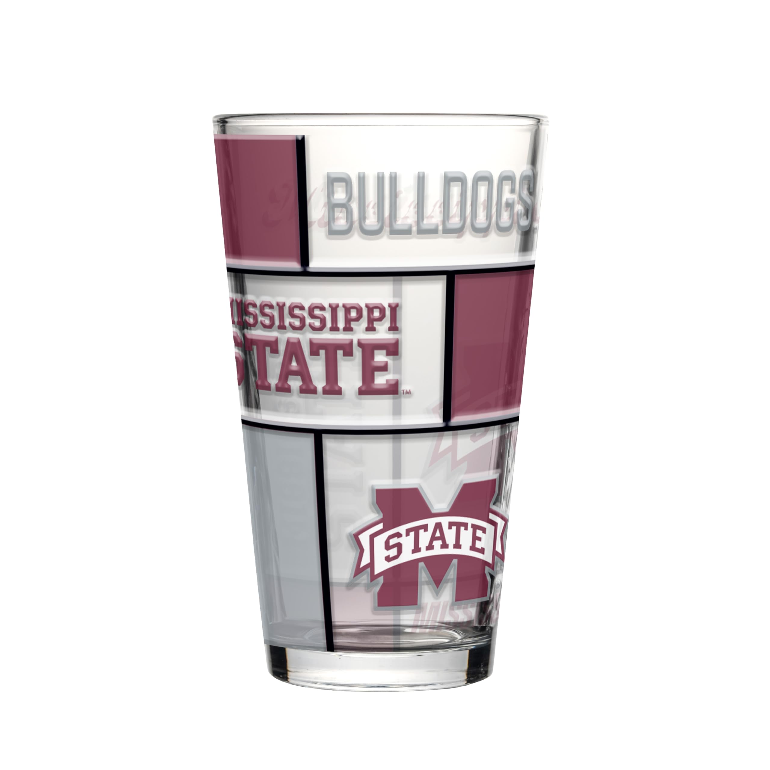 Logo Brands NCAA oz Stained Glass Pint Glass - 3D Embossed Logo &amp; Bold Team Colors – Durable Sports Fan Beer Glass for Home, Bar &amp; Tailgates
