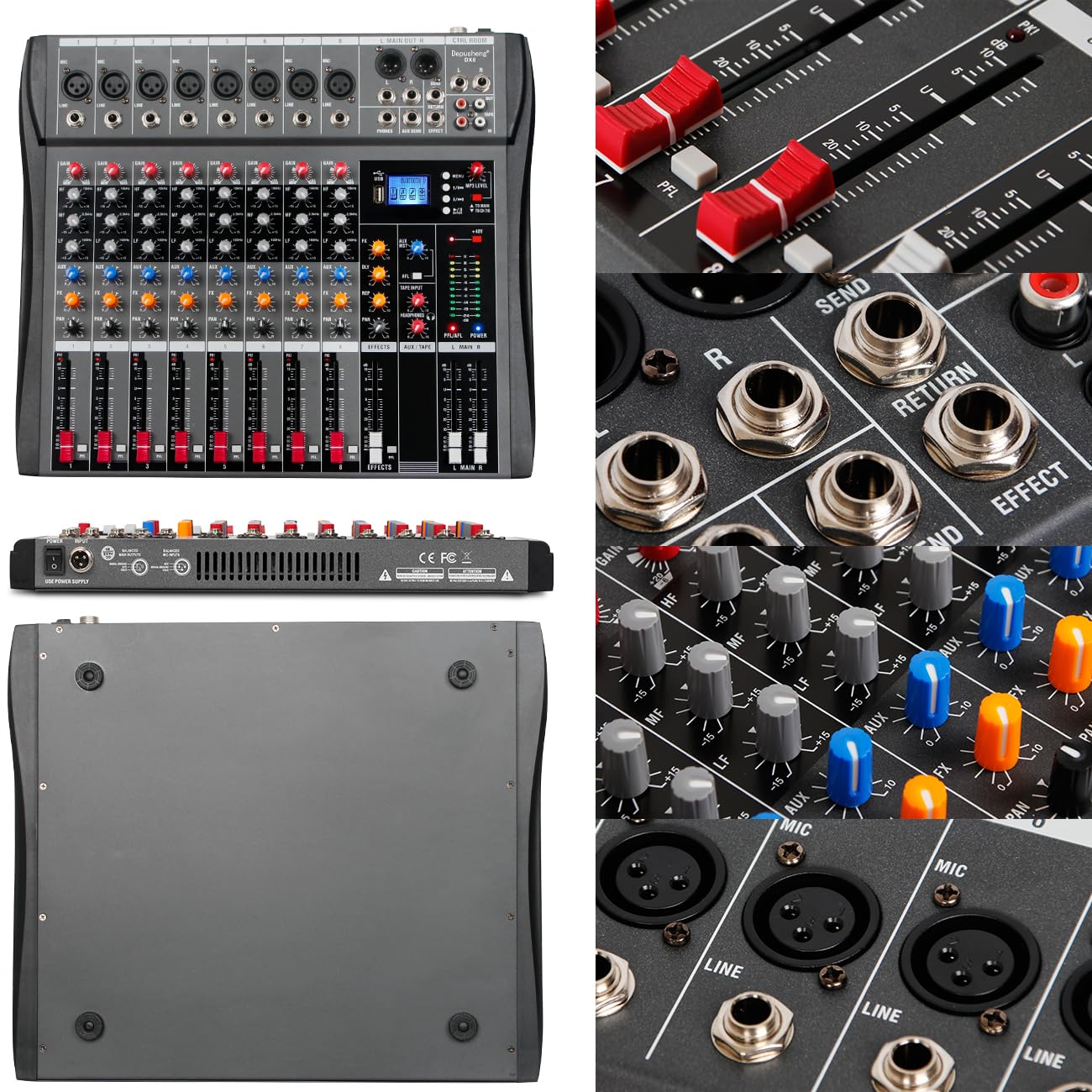 depusheng dx8／アナログミキサー 8チャンネル！美品！ Depusheng DX8 Professional 8 channel audio mixer with