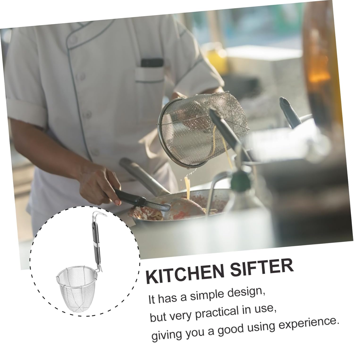 Mikinona 2pcs Noodle Straining Basket Handheld Sifter for Easy Use for Kitchen Restaurant High-grade Material Convenient Cleaning for Pasta Dumplings and More