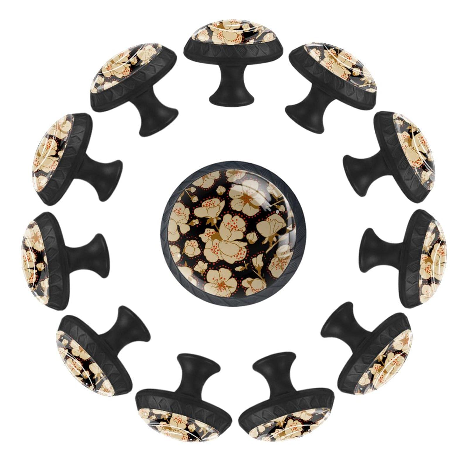Boutons de tiroir beige 35mm poignées de meuble fleur commode x12