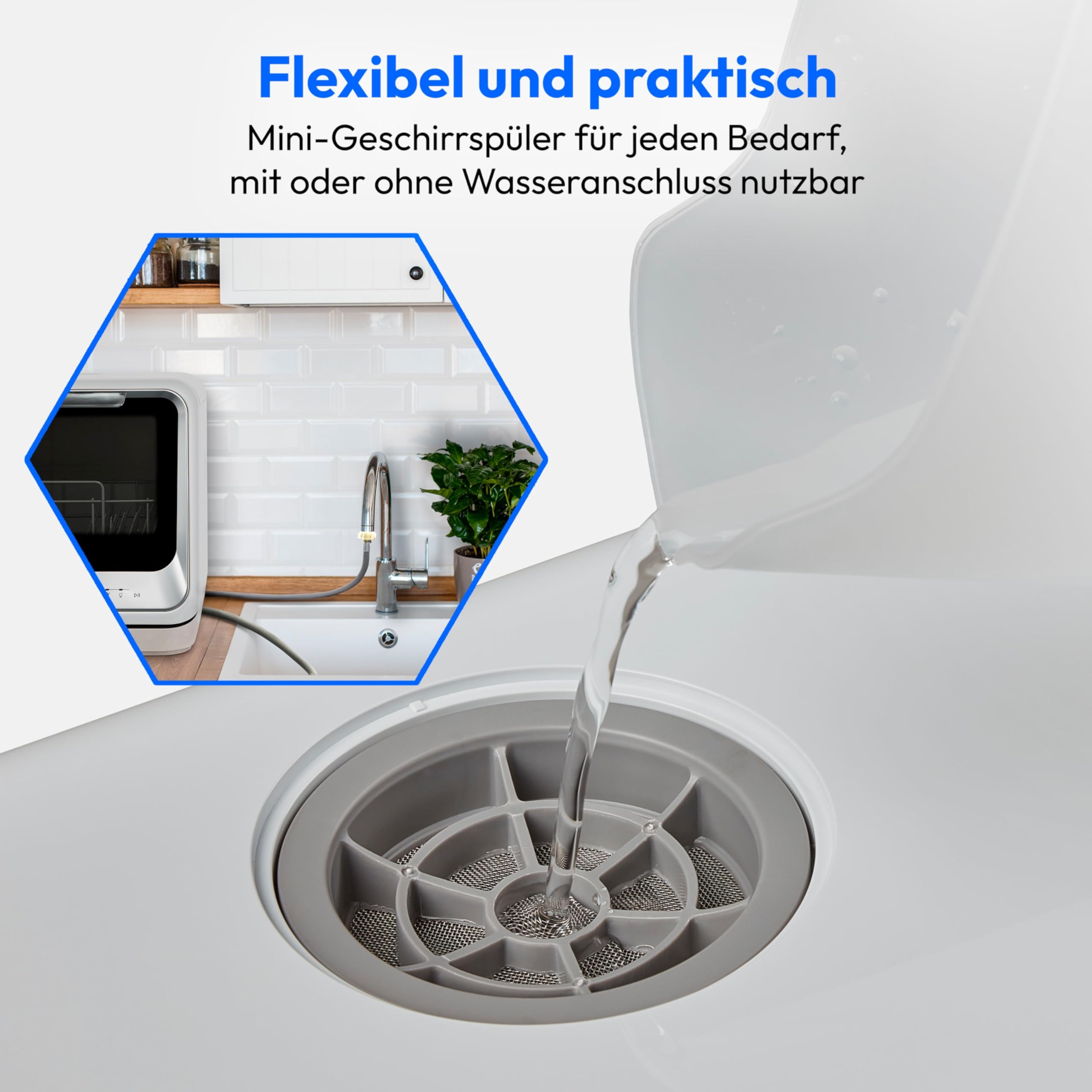 MEDION Mini Geschirrspüler DWT20 Tischgeschirrspüler 2 Maßgedecke freistehend silber