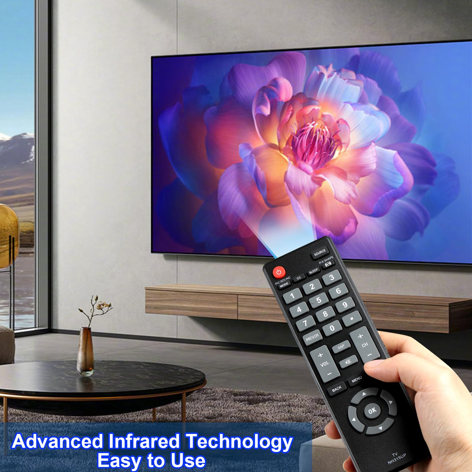 NH315UP Replacement Remote Control For Sanyo TV - Compatible With Multiple FW Series Models