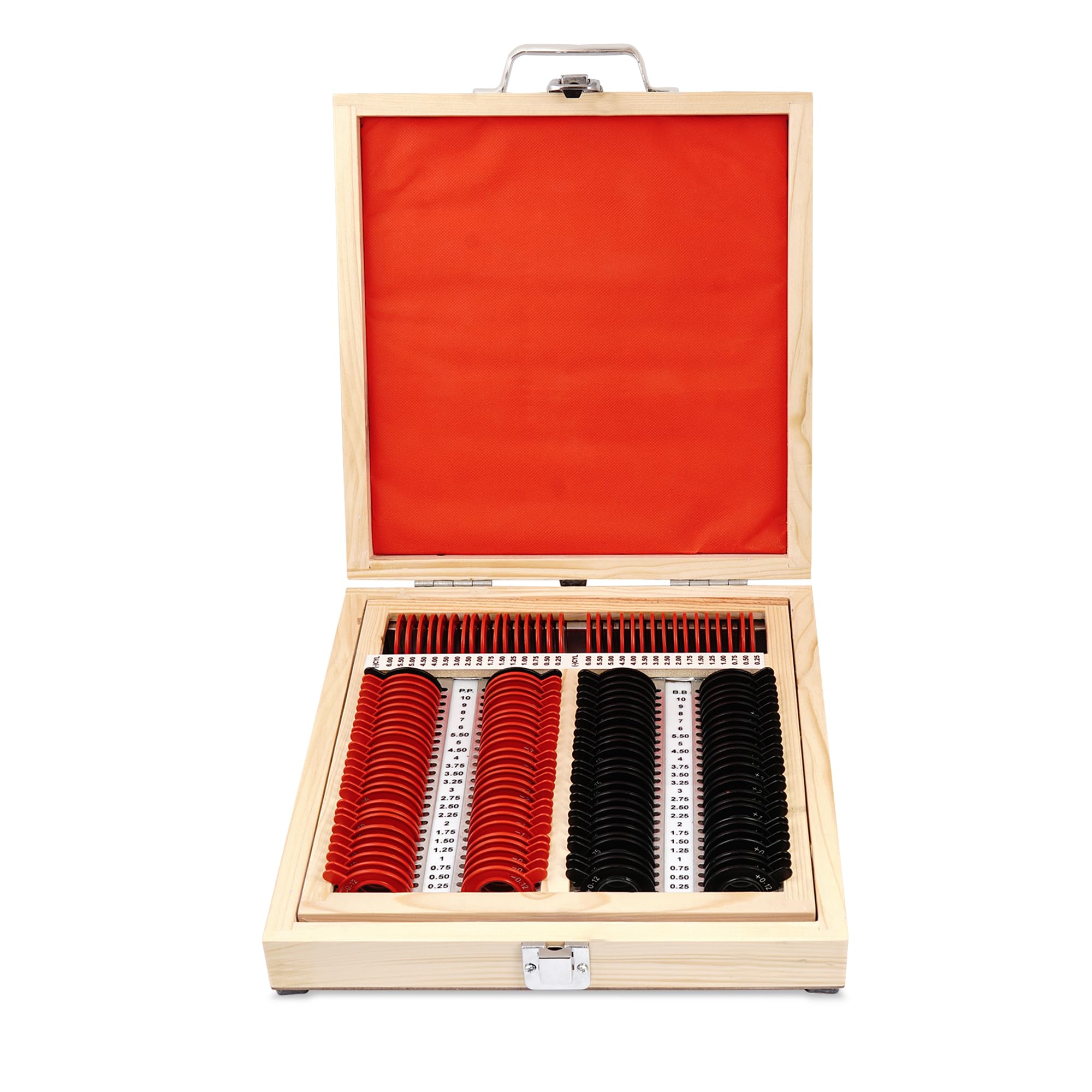 C.V.Instruments Trial Lens Set With 225 Lens & Adjustable Trial Frames, Wooden Box Packing Made With Acrylic, Aluminium Multicolor-image-31