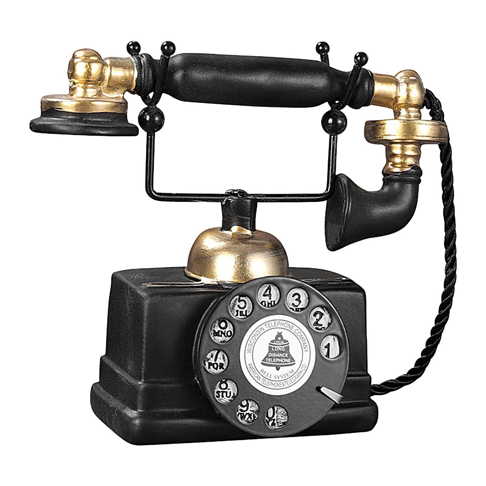 Téléphone Vintage en Résine pour Décoration d'Étagère | Sculpture Rétro à l'Ancienne pour Chambre et Étagères de Salon