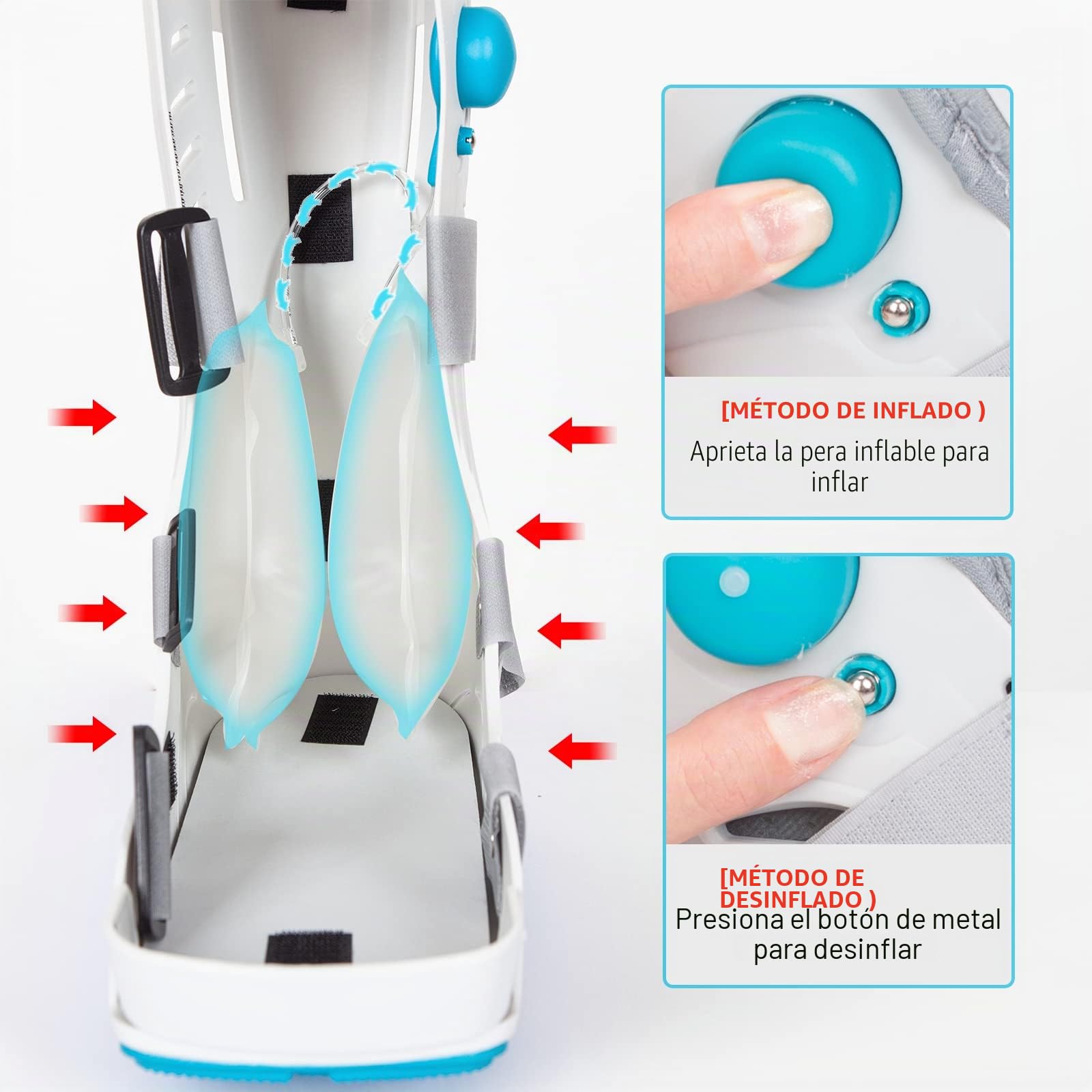 Bota inflable para caminar, bota de fractura larga con cámara de aire, ortopédica para esguinces de tobillo, recuperación del dolor de pies, pie roto, tendinitis de Aquiles (M)