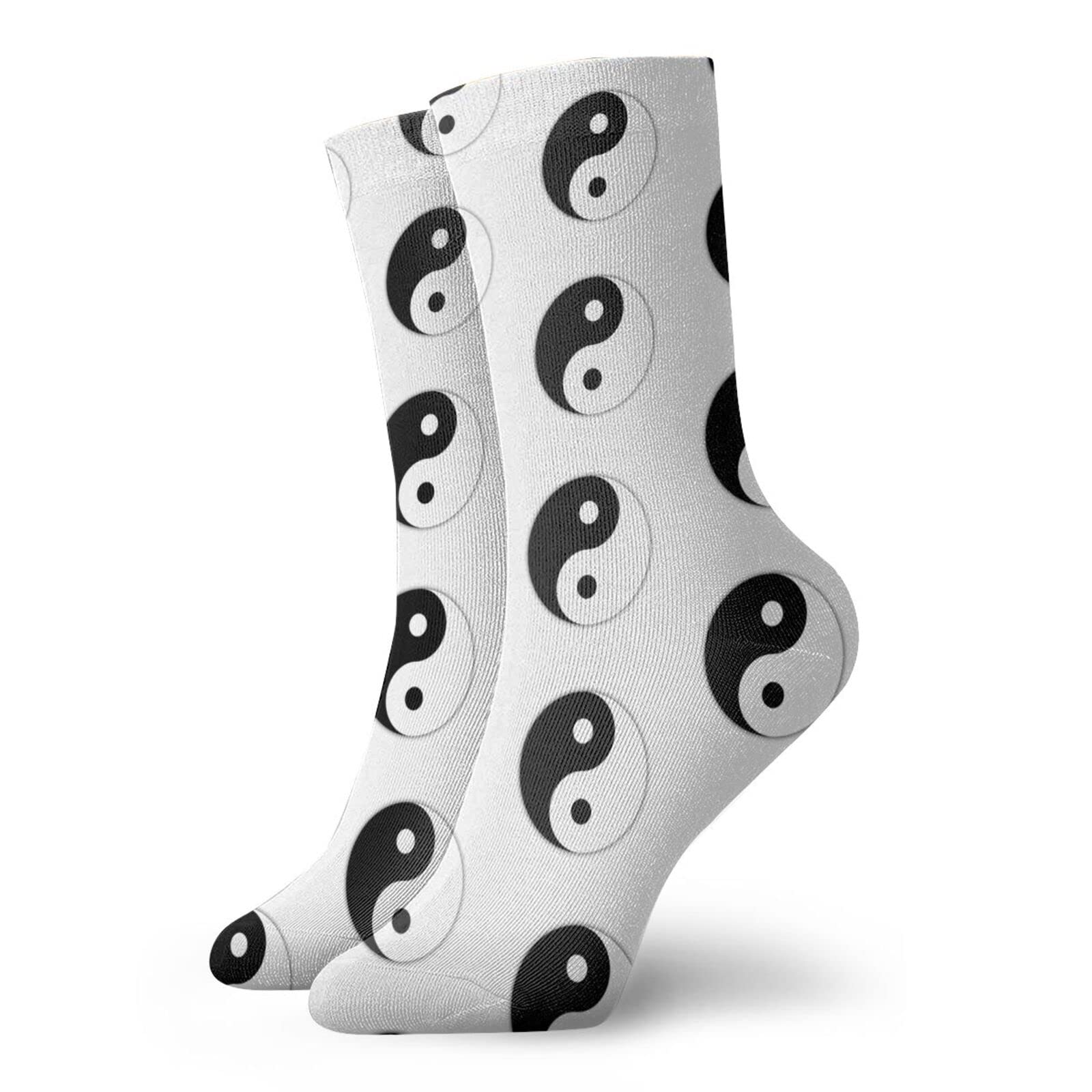 AOOEDM Tai Chi Yin Yang Fashion Compression Socks,Performance Polyester Cushioned Athletic Crew Socks, for Running,Athletic