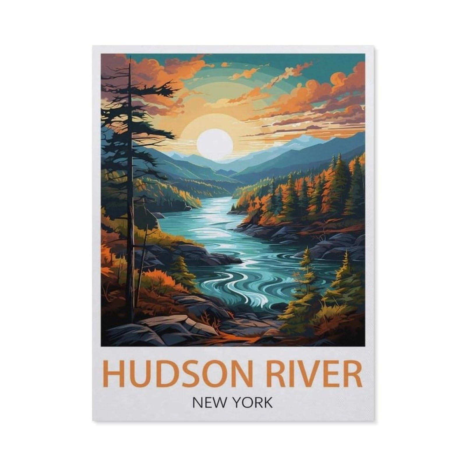 Funny Bathroom Wall Decor Signs，Hudson River New York(15x30cm）