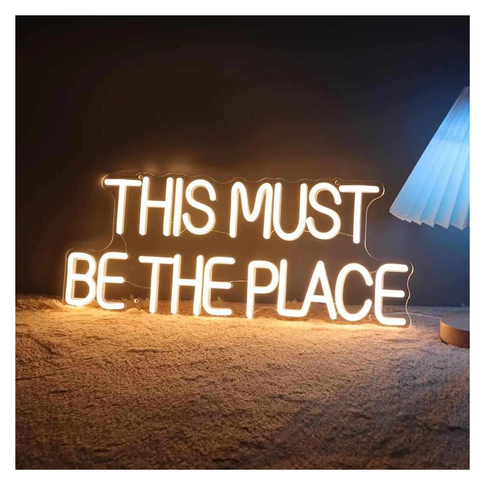 LEMST Sign Lamp This Must Be The Place Neon Sign USB Dimmable Light for Bedroom Dorm Office Game Room Cafe Store Decor 45cmx18cm(A)