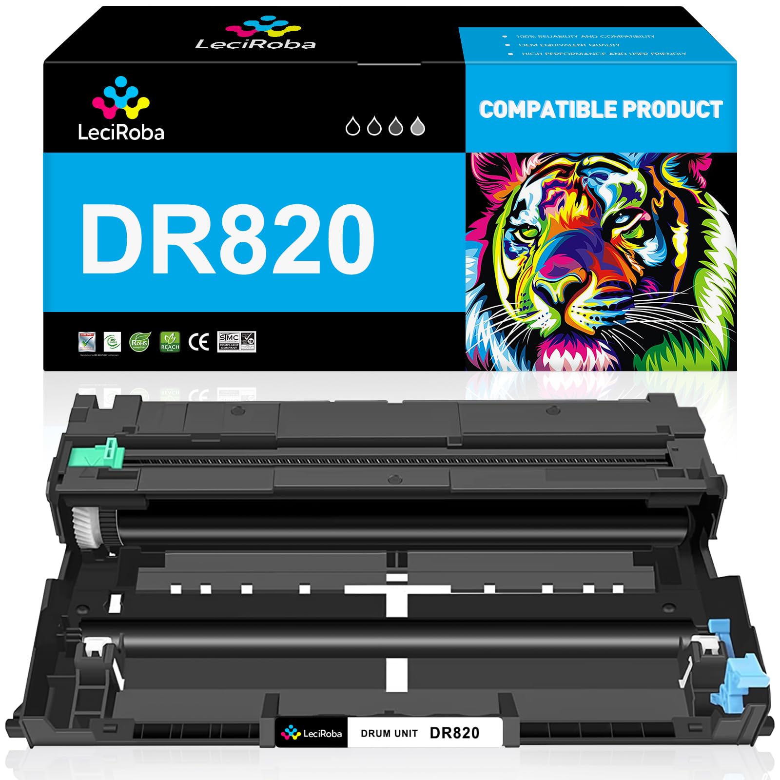 LeciRoba DR-820 Drum Unit Replacement for Brother DR820 for HL-L6200DW MFC-L5850DW MFC-L5900DW MFC-L6700DW MFC-L5800DW HLL6200DW HL-L5200DW HLL5100DN Printer (Yields Up to 30,000 Pages, Black, 1-Pack)