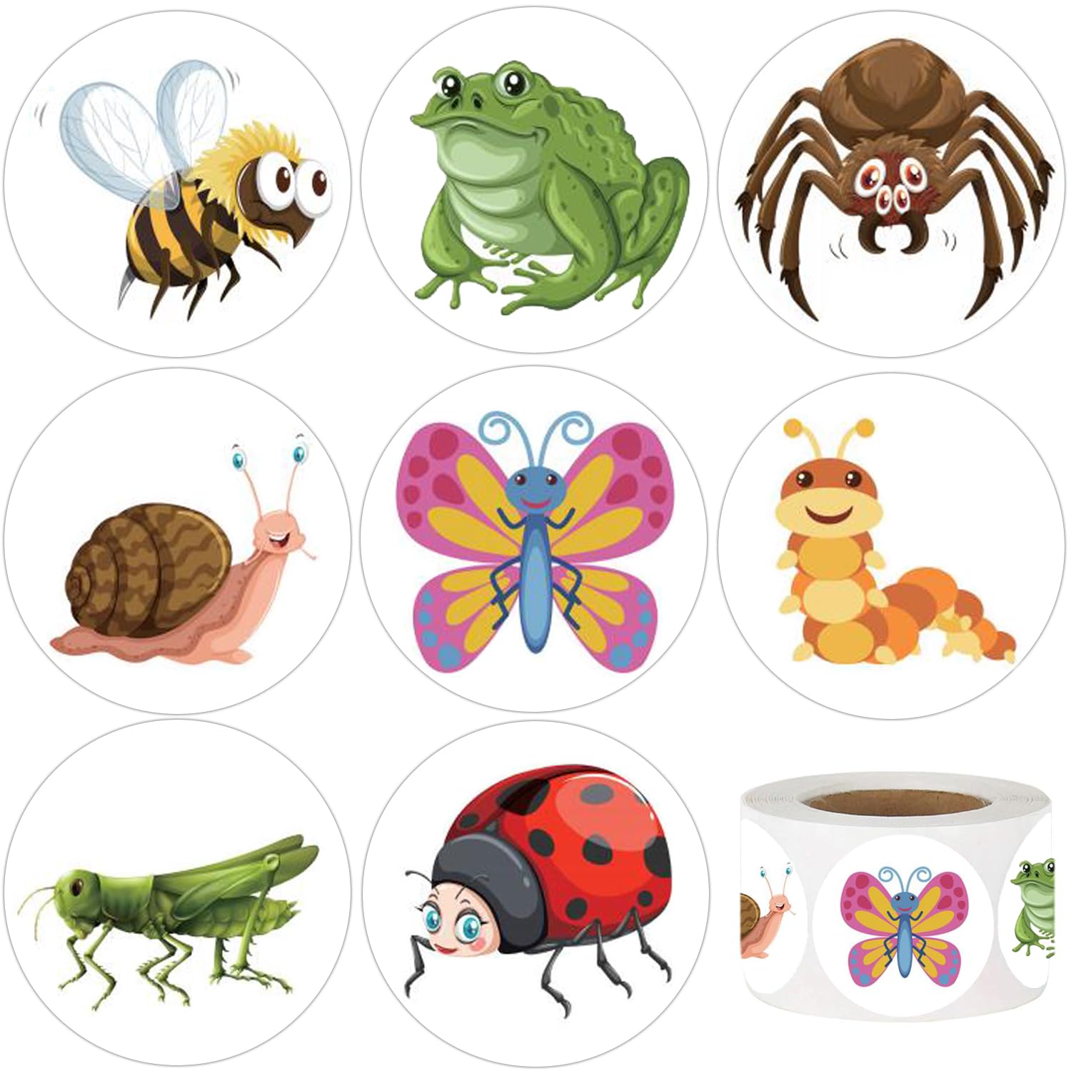 Hohamn 600 Pcs Insect Stickers for Kids -8 Styles Cartoon Insect Butterflies Bees Stickers for Boys Girls Birthday Party Supplies