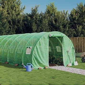 Greenhouse with Green Steel Frame 24 m  8 x 3 x 2 m Outdoor Greenhouse for Plants Vegetables