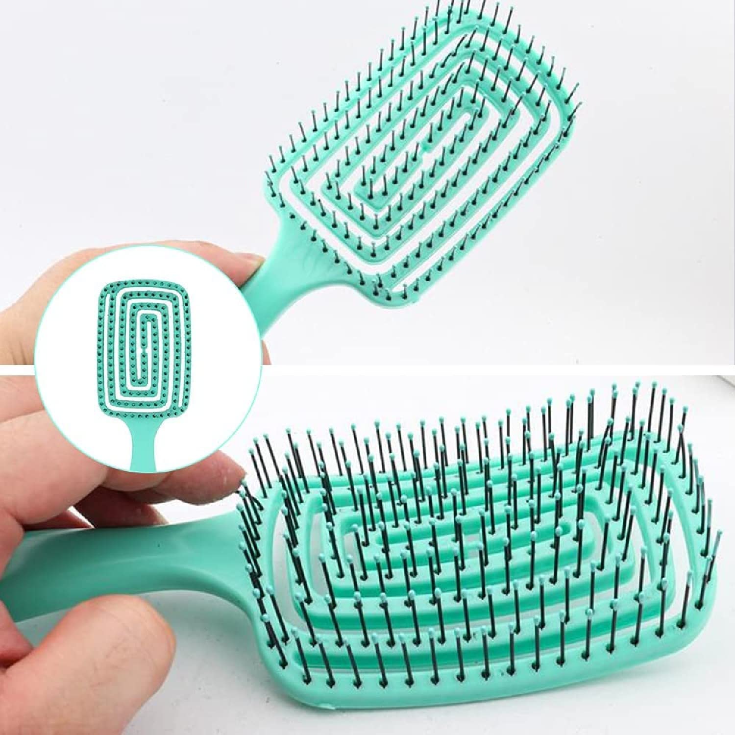 ARQIVO® Curved Vented Hair Brush – Professional Vented Paddle Brush for Faster Blow Drying & Detangling; Ideal for Wet, Dry, Curly, Thick, or Straight Hair (Green) 4