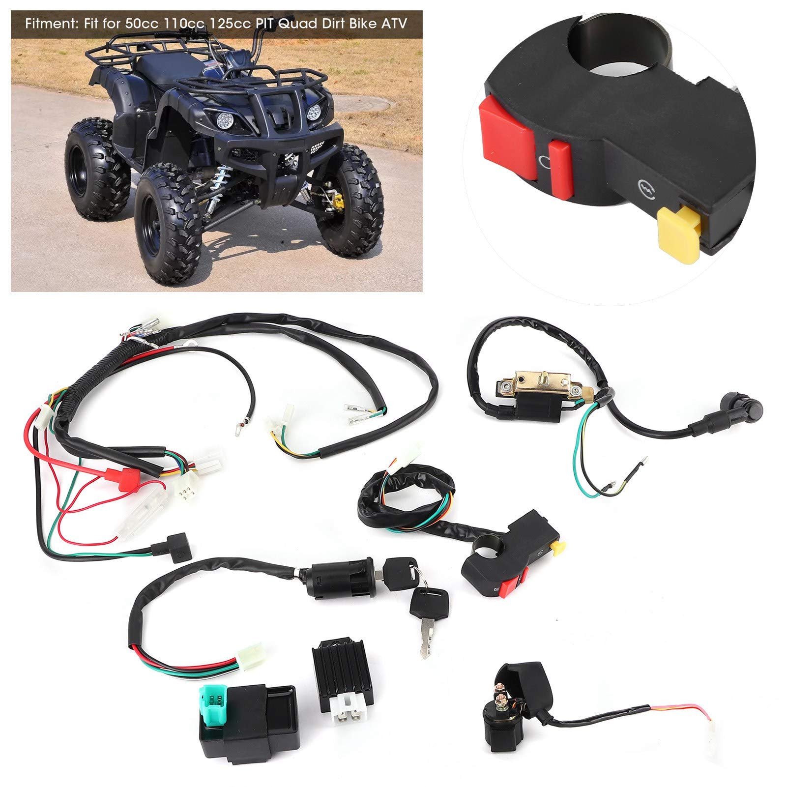 Kit cablaggio motore avviamento elettrico moto, cablaggio motore in PVC ABS adatto per 50cc 110cc 125cc PIT Quad Dirt Bike ATV