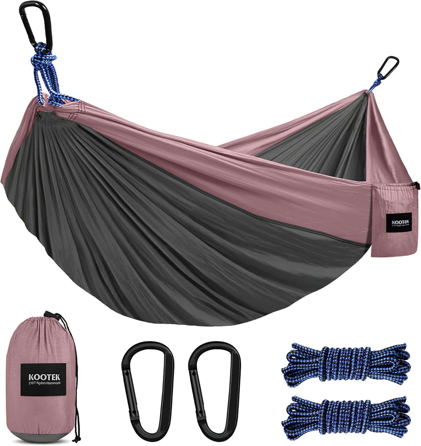 Kootek Camping Hammock Double & Single Portable Hammocks with 2 Hanging Ropes, Lightweight Nylon Parachute Hammocks for Backpacking, Travel, Beach, Backyard, Hiking : Sports & Outdoors