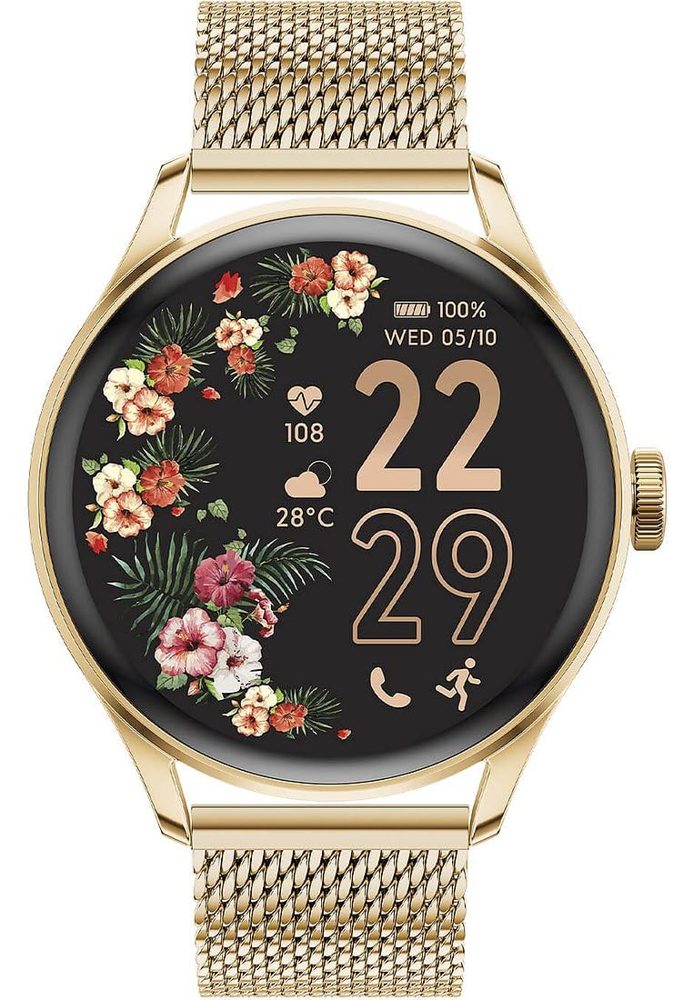 ICE-​WATCH - Ice Smart 2.0 Gold Milanese Band 1.2 AMOLED - Montre connectée dorée pour Femme avec Bracelet en Acier Inoxydable - 024655 (1.20 Pouces)