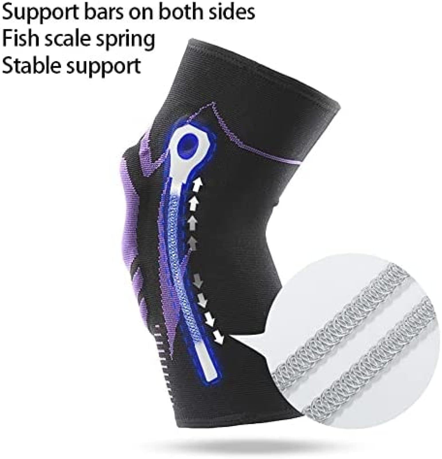 1 Paar Knieorthese, Patella-Schutz, Silikon-Feder-Knieschoner, Basketball, Laufen, Kompressions-Kniebandage, Unterstützung für Sport-Knieschoner, Lila, M