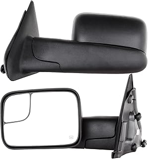 ASTOU Towing Mirrors Fit for Dodge for Ram 1500/2500/3500 2002-2009 Replace Power Adjusted, Heated Function, Manual Folding & Flip Up w/Black Housing Tow Mirrors