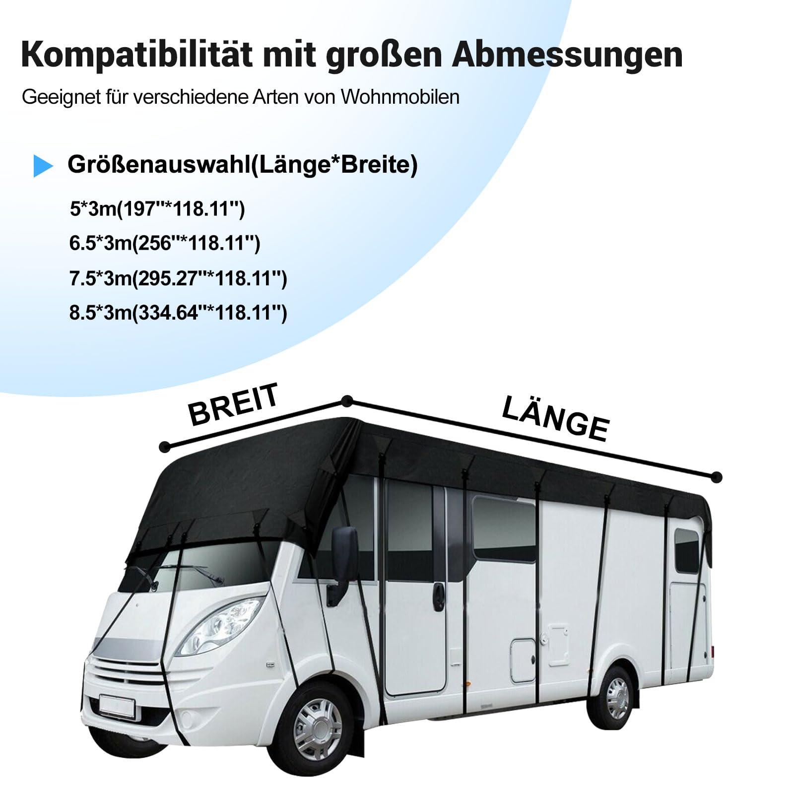 Wohnwagen Abdeckung Wohnwagen Schutzhülle Wohnwagen Wohnmobil Schutzdach Dachschutzplane Abdeckung Schutzhülle 210D (7.5 x 3 m)