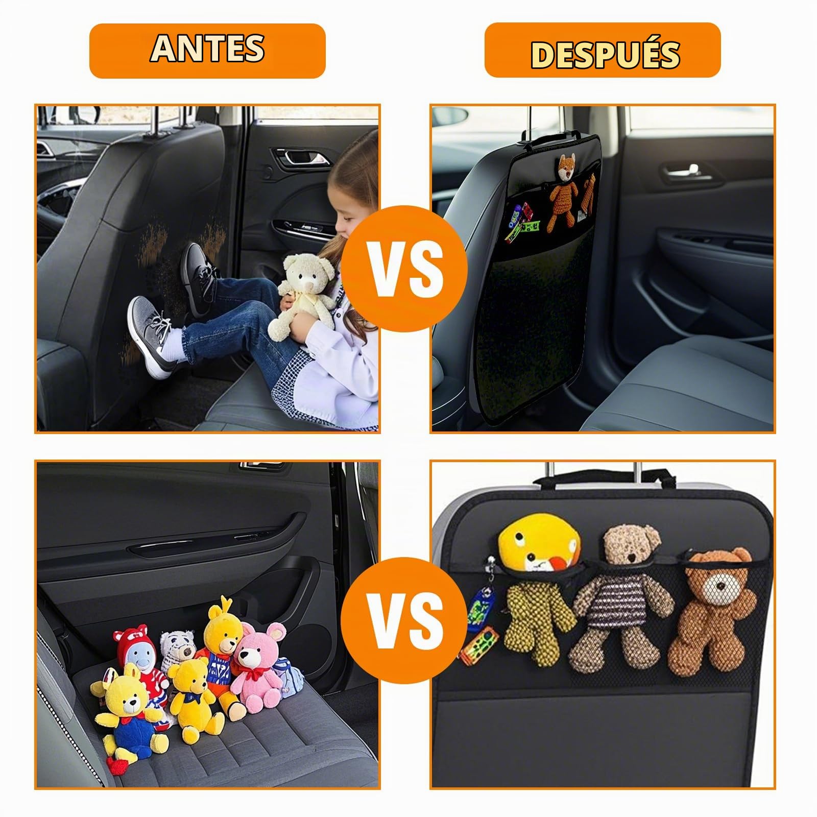 Cubierta Protectora del Asiento del automóvil, 2 Almohadillas antiincrustantes del automóvil, Almohadilla Protectora del Asiento Impermeable para niños, con Bolsa de Almacenamiento (Negro)