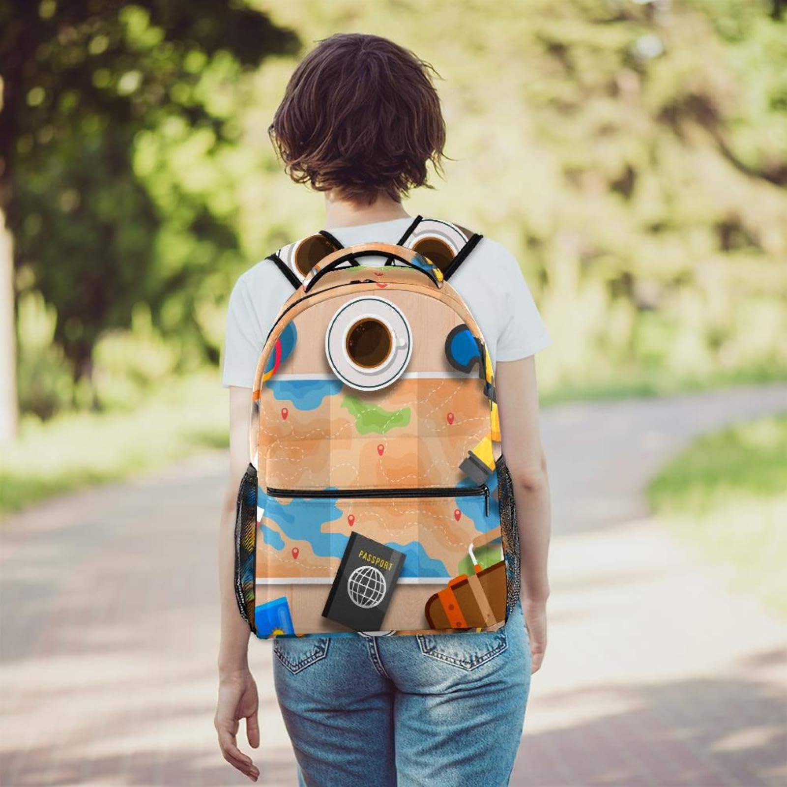 Zaino scolastico di grande capacità, borsa per libri estivi, articoli da viaggio, zaino per computer portatile, impermeabile, per adolescenti, ragazze, ragazzi, adatto per notebook da 15,6