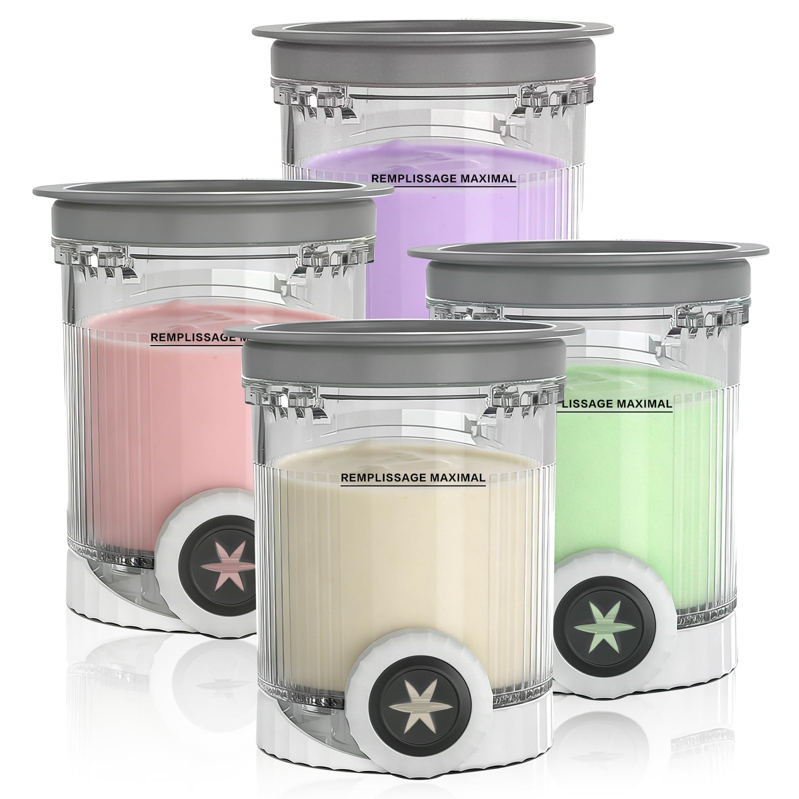 4 Stück Eisbehälter 480 ml für Ninja Swirl NC700 / NC701EU, Eiscreme Behälter für Ninja Eismaschine aus lebensmittelechtem Kunststoff mit Deckel, wiederverwendbar für Eis, Sorbet & Dessert