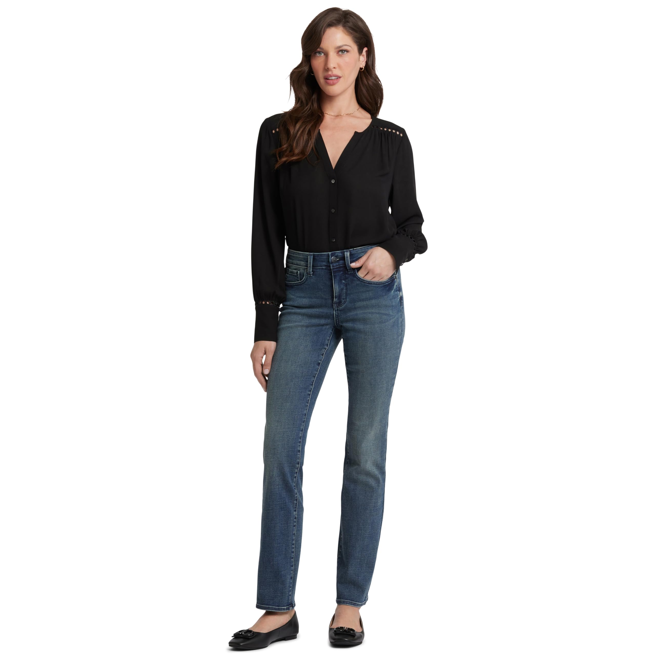 NYDJ womens Marilyn Straight Denim jeans, Black Bdm, 12 US — view 34