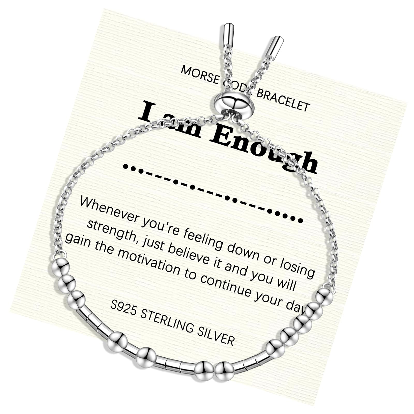 Helonley Morse Code Bracelet - 925 Sterling Silver Inspirational Bracelets