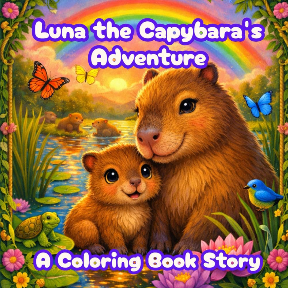 Luna The Capybaras Adventure: A Cute Animal Story Coloring Book About Friendship, Exploration, and Fun | For Kids Ages 3–8 (Little Animal Adventure Story Coloring Series)