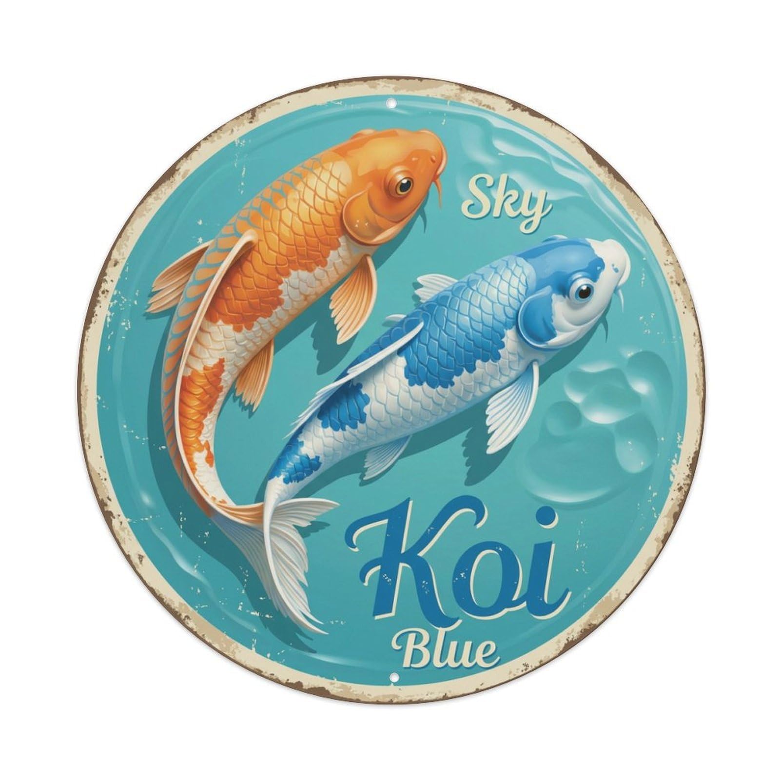 Koi Fish Sky Blue Waters Bright Clear Daylight Fresh Metal Tin Sign